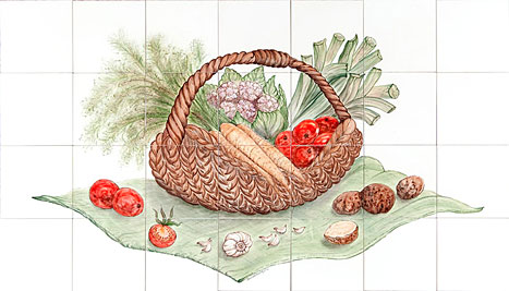 Gemüsekorb - Fliesenmalerei für die individuelle Küche von Annelie Somborn