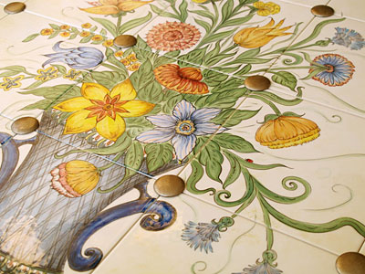 Blumenstrauss - Detail aus dem Fliesenbild