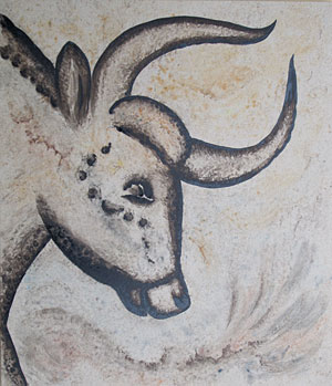 Fliesenmalerei - den Höhlenmalereien der Urzeit nachempfunden von Annelie Somborn