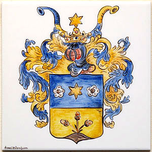 Fliesenmalerei - handgemaltes Wappen auf Fliesen