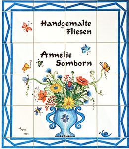 Türschild von Annelie Somborn, Fliesenmalerei